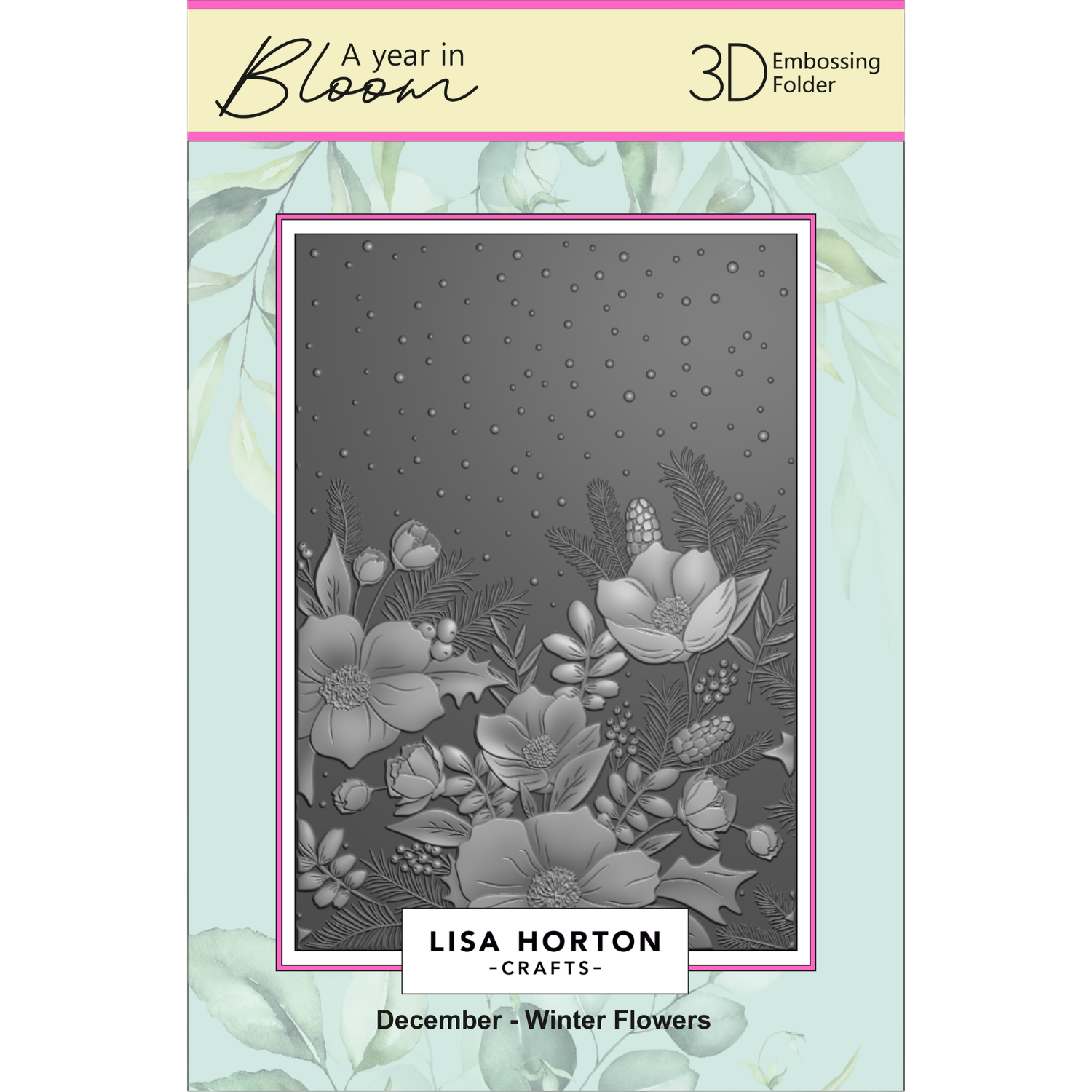 A Year In Bloom' 2025 - Set of 12 5” x 7” 3D Embossing Folders