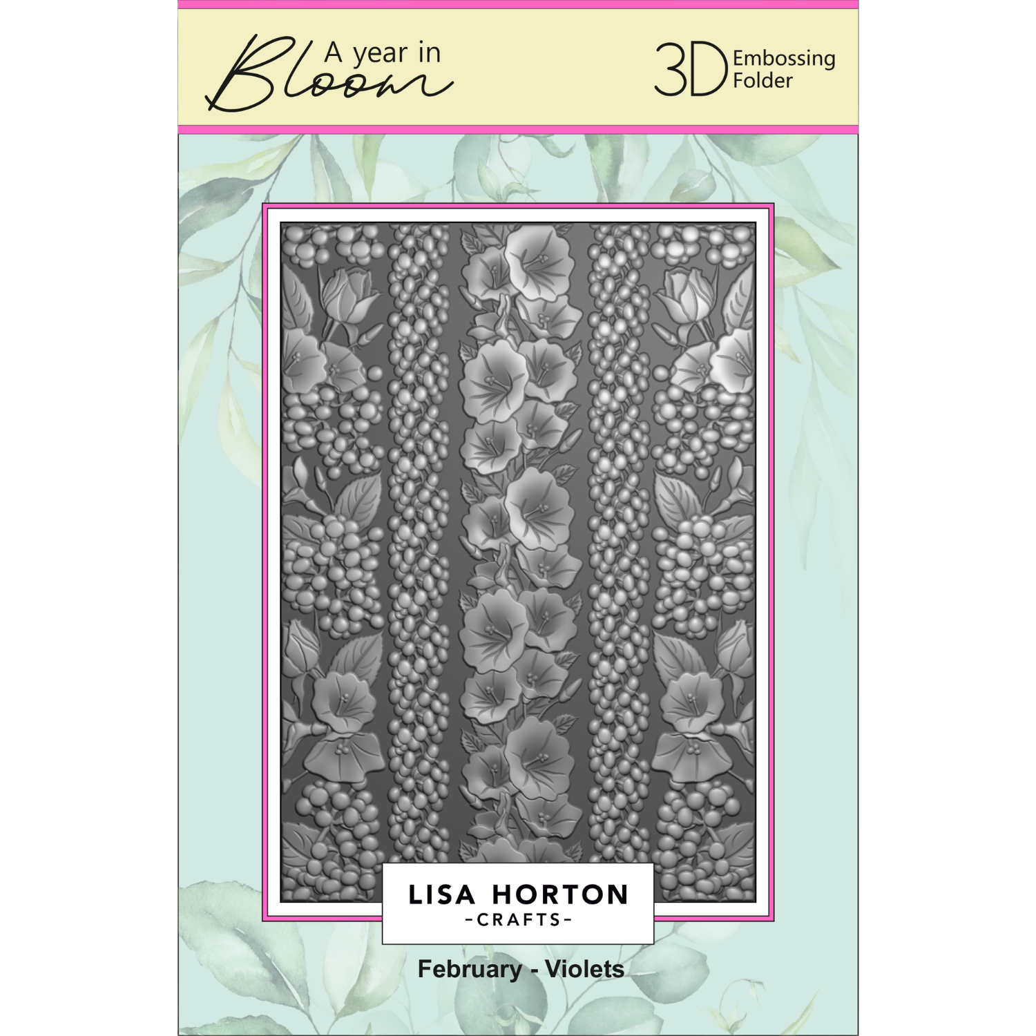 A Year In Bloom' 2025 - Set of 12 5” x 7” 3D Embossing Folders