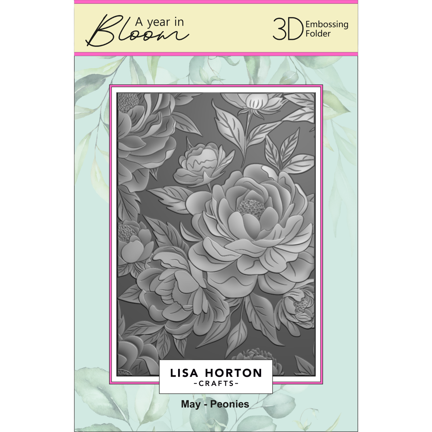 A Year In Bloom' 2025 - Set of 12 5” x 7” 3D Embossing Folders