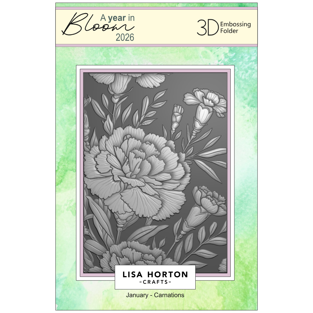 Lisa Horton Crafts 'A Year In Bloom' 2026 - Set of 12 5” x 7” 3D Embossing Folders