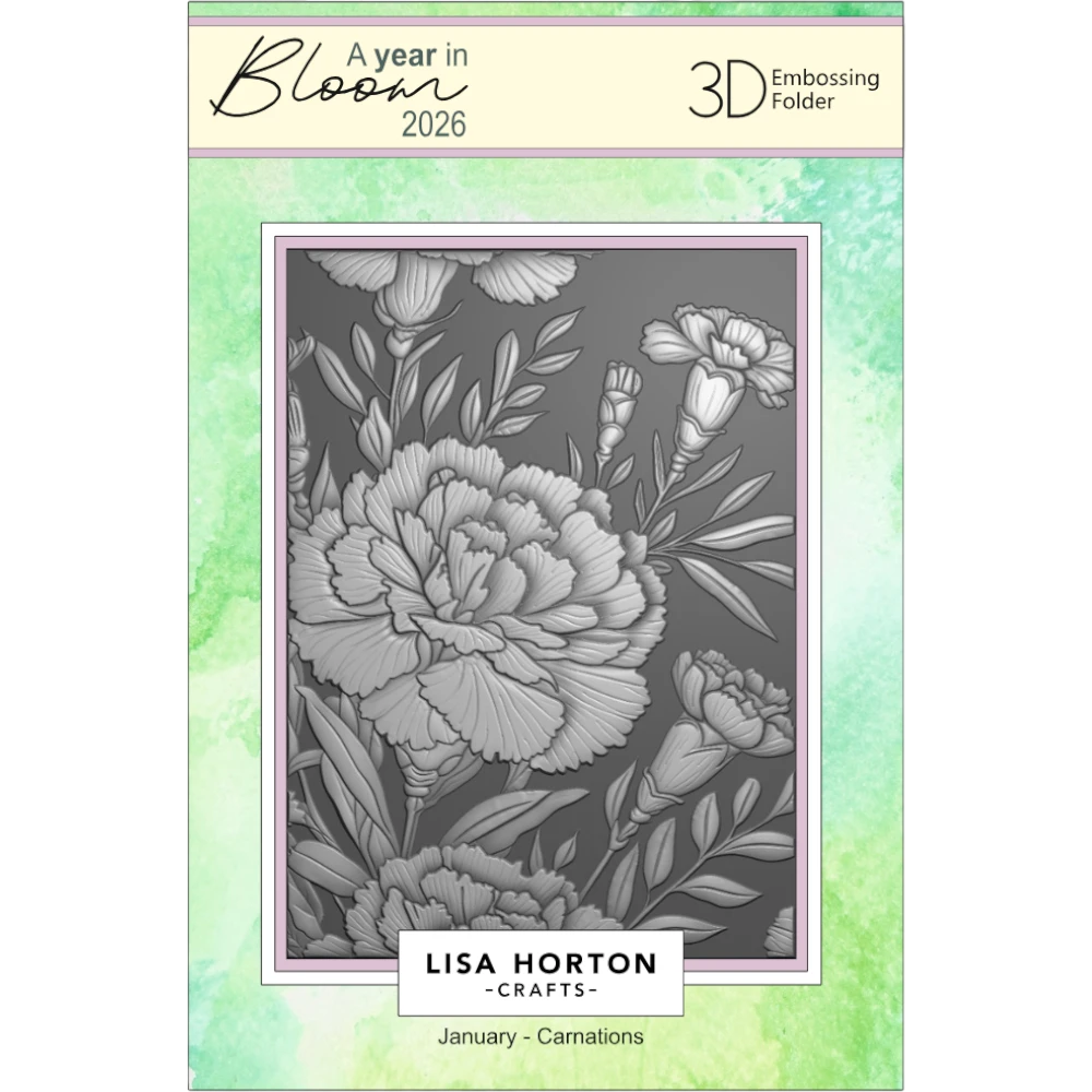 A Year In Bloom' 2026 - Set of 12 5” x 7” 3D Embossing Folders
