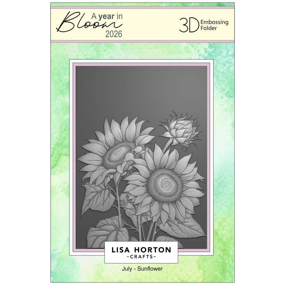 Lisa Horton Crafts 'A Year In Bloom' 2026 - Set of 12 5” x 7” 3D Embossing Folders
