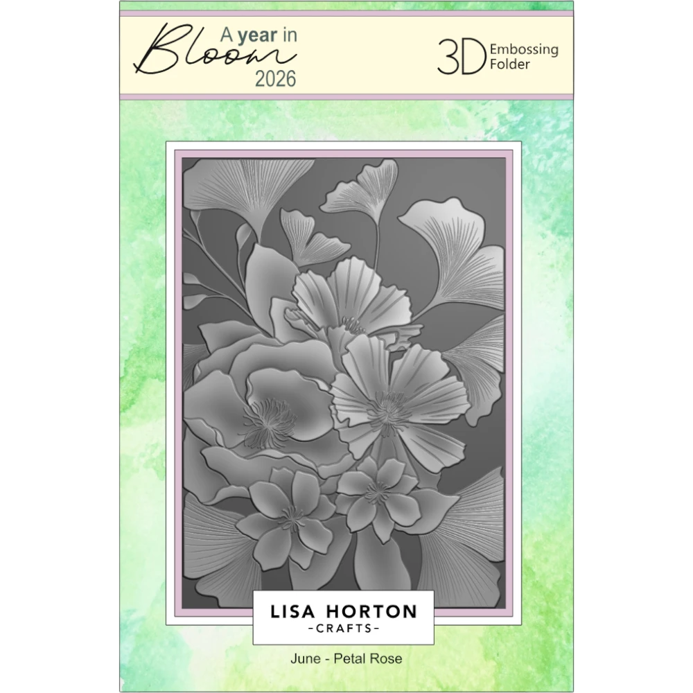 A Year In Bloom' 2026 - Set of 12 5” x 7” 3D Embossing Folders