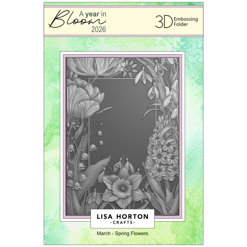Lisa Horton Crafts 'A Year In Bloom' 2026 - Set of 12 5” x 7” 3D Embossing Folders