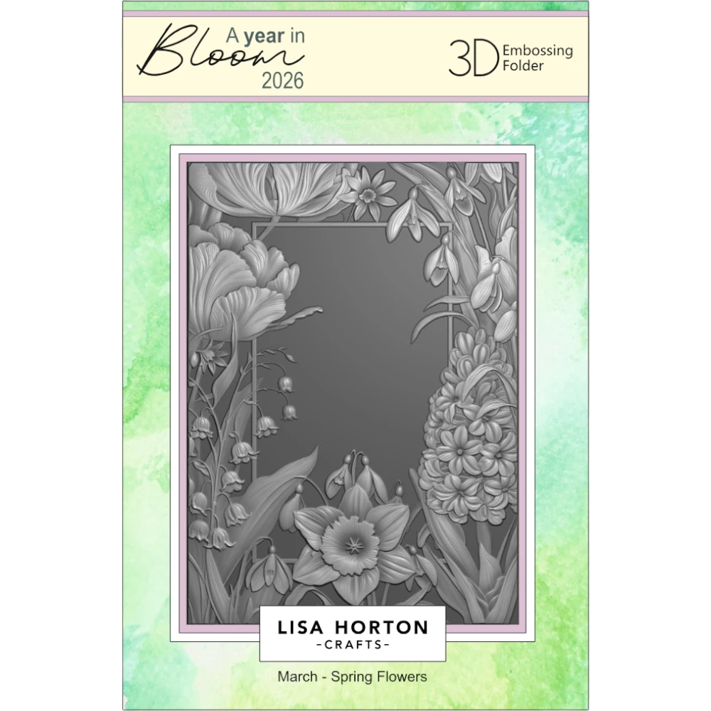 A Year In Bloom' 2026 - Set of 12 5” x 7” 3D Embossing Folders