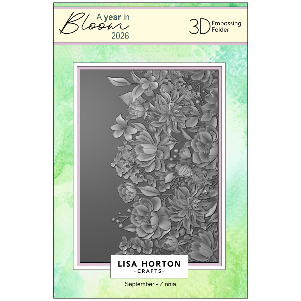 Lisa Horton Crafts 'A Year In Bloom' 2026 - Set of 12 5” x 7” 3D Embossing Folders