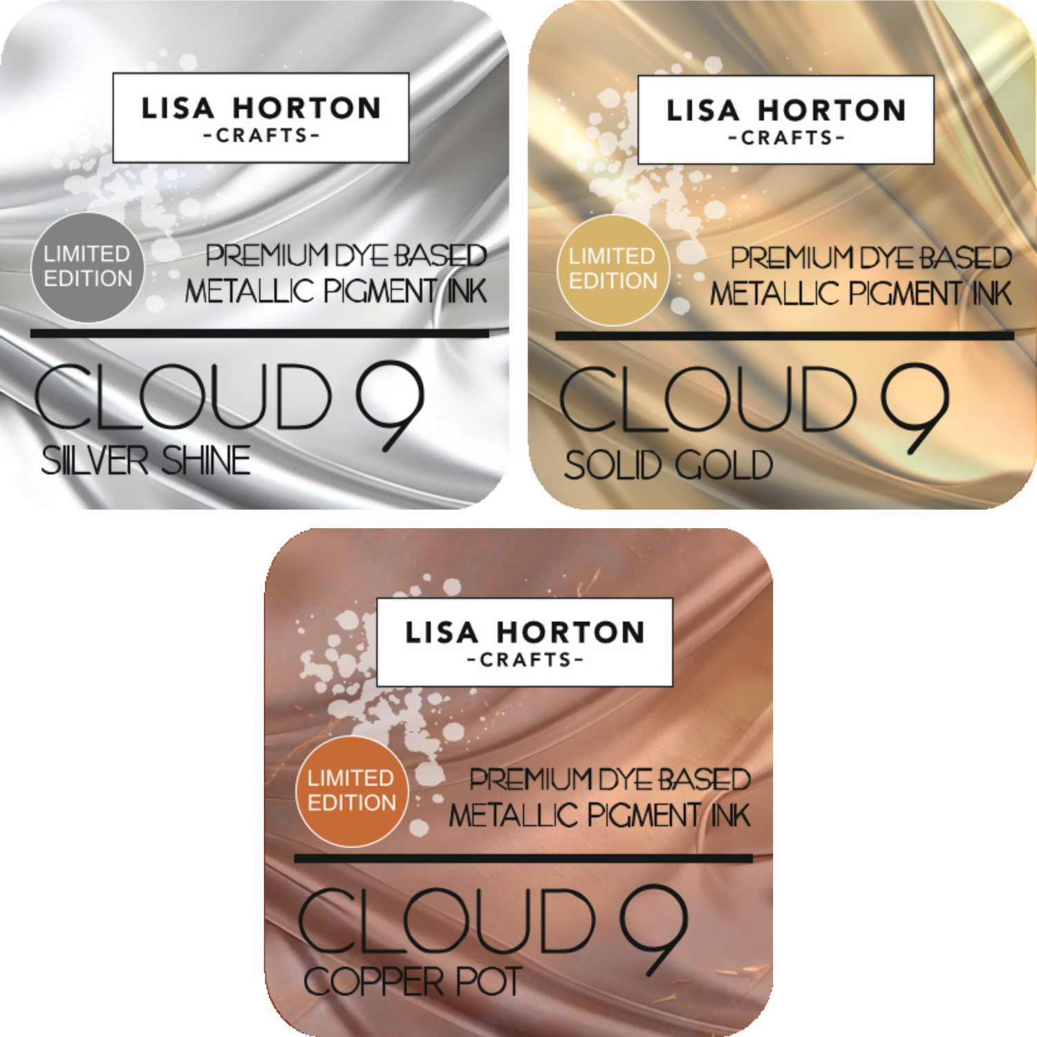 Set of 3 Limited Edition Metallic Ink Pads - Gold, Silver and Copper