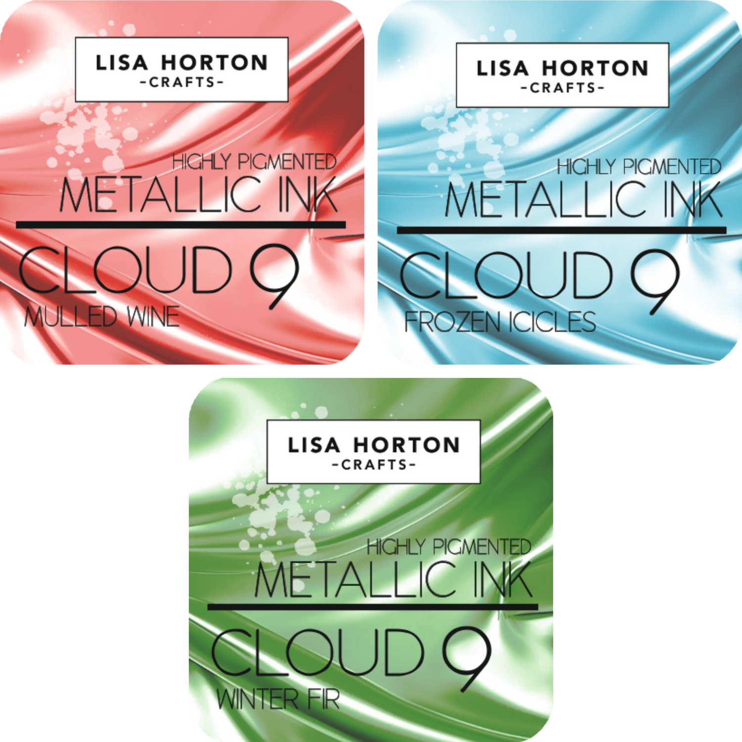 Metallic Ink Pad Trio - Frozen Icicles, Winter Fir & Mulled Wine