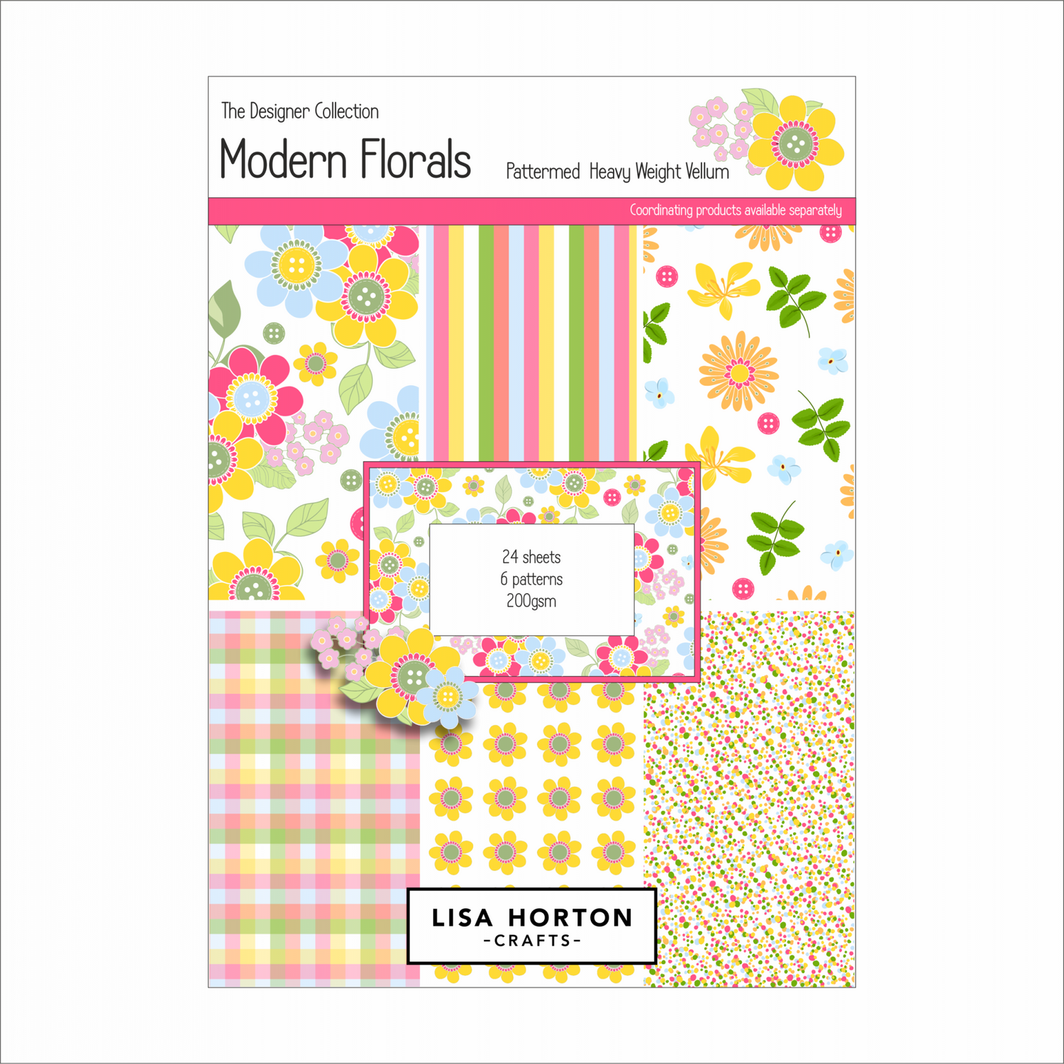 Lisa Horton Crafts Modern Florals Collection - Heavyweight Patterned Vellum