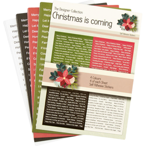 Christmas Is Coming Self Adhesive Stickers - 4 x Colours, 4 x Sheets of Each