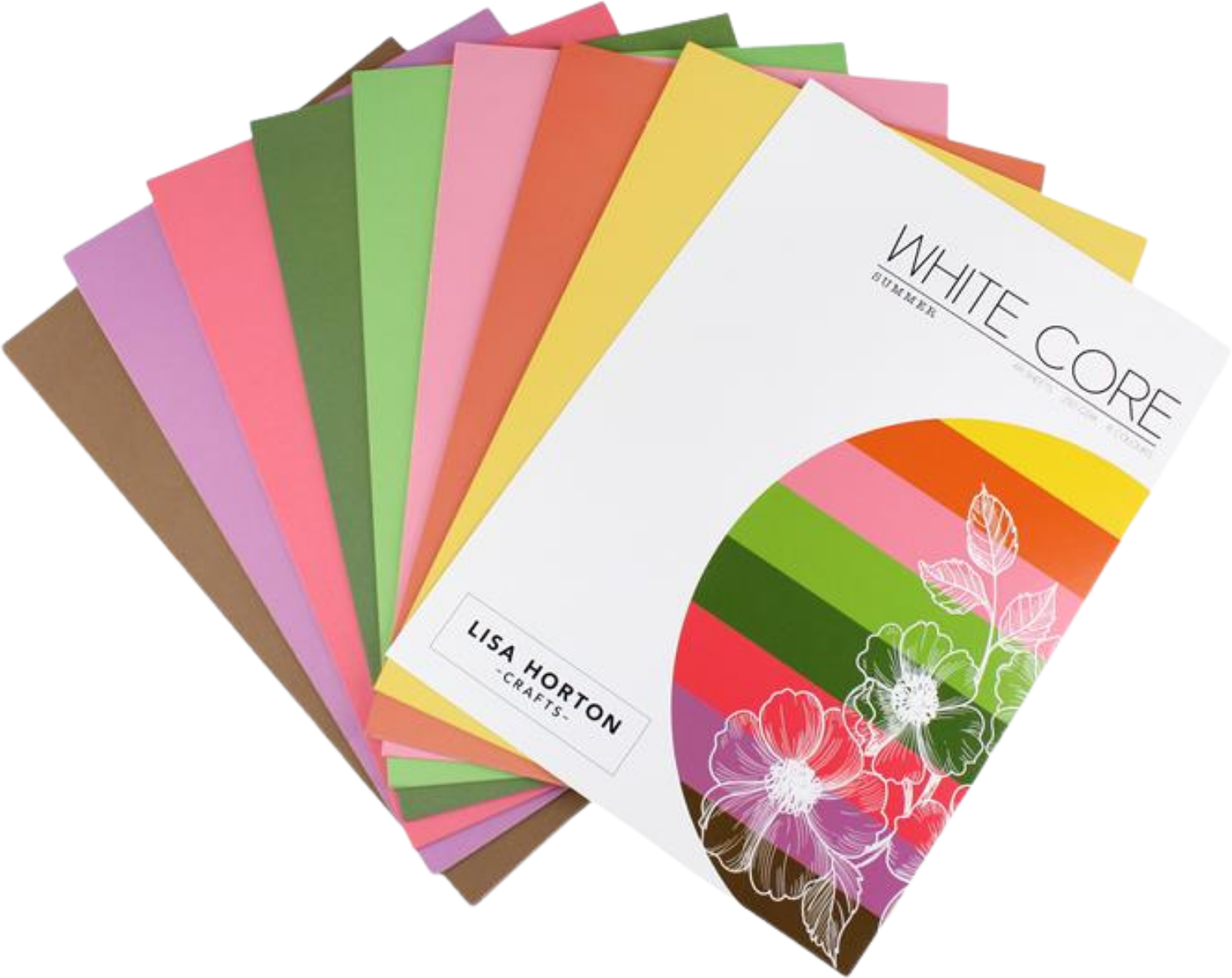Pack of 48 Sheets of White Core Summer Cardstock - 250GSM