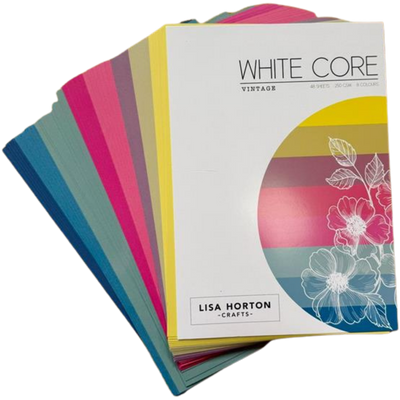 Pack of 48 Sheets of White Core Vintage Cardstock - 250GSM