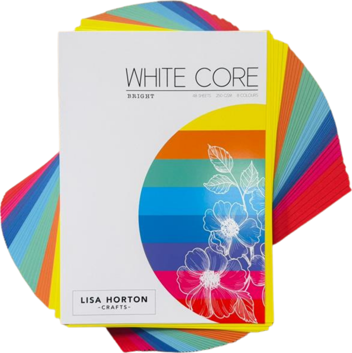 Pack of 48 Sheets of White Core Bright Cardstock - 250GSM