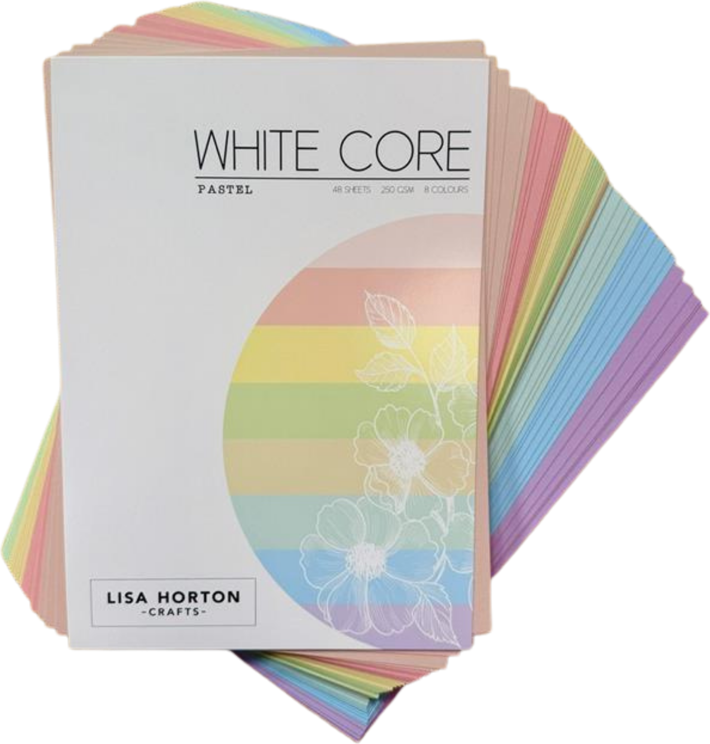 Pack of 48 Sheets of White Core Pastel Cardstock - 250GSM