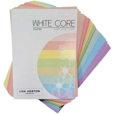 Pack of 48 Sheets of White Core Pastel Cardstock - 250GSM