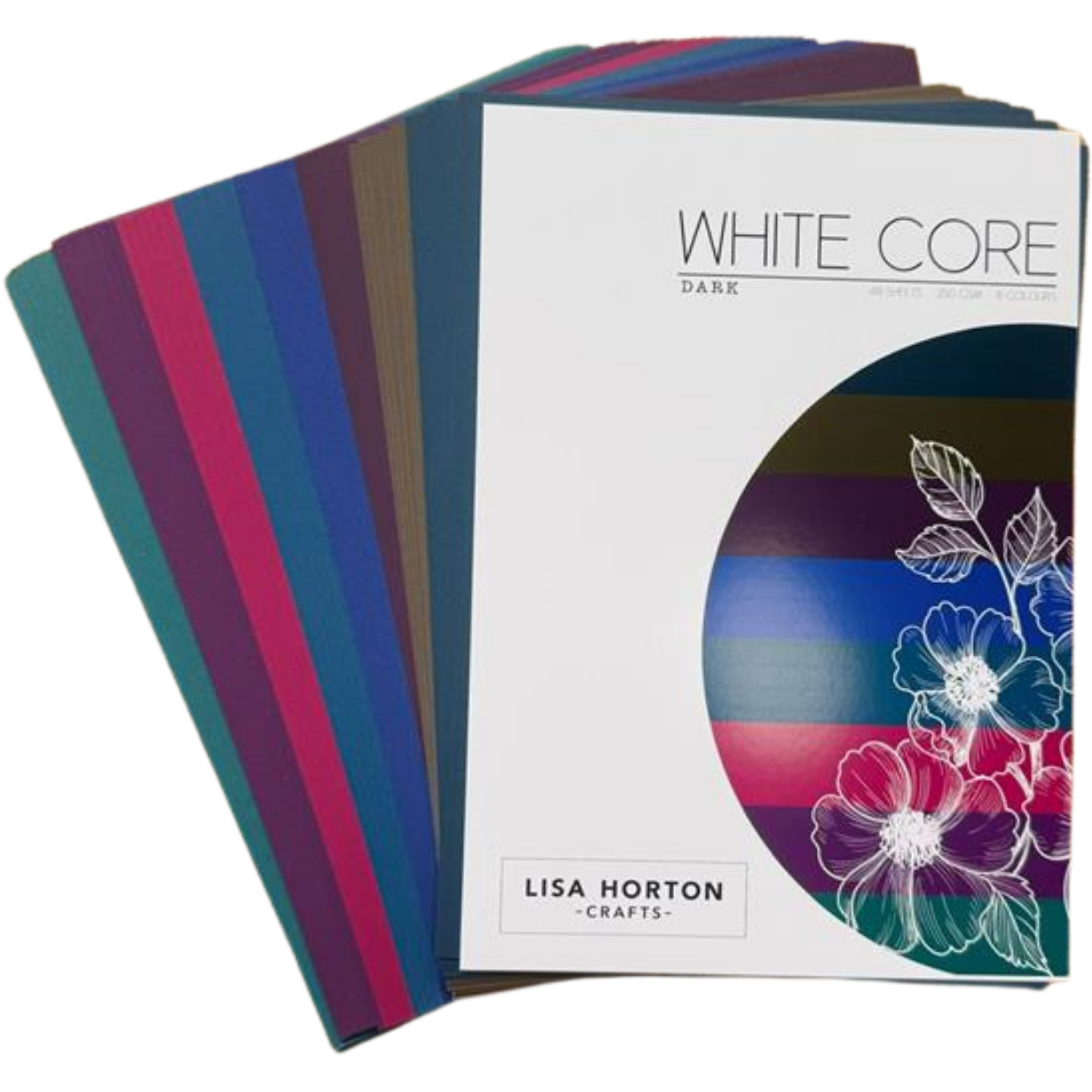 Pack of 48 Sheets of White Core Dark Cardstock - 250GSM