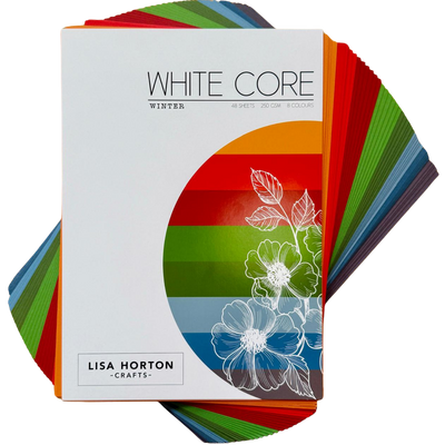Pack of 48 Sheets of White Core Winter Cardstock - 250GSM