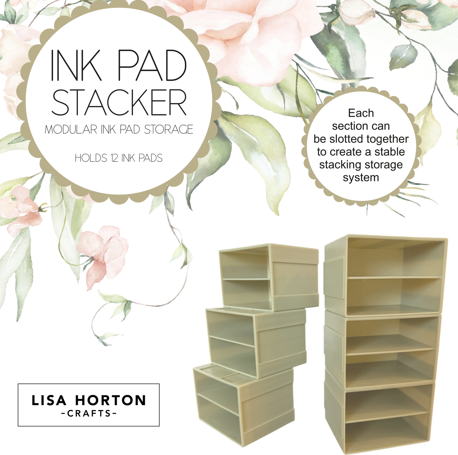 Ink Pad Stacker Modular Storage & Stickers (Holds 12 Ink Pads)