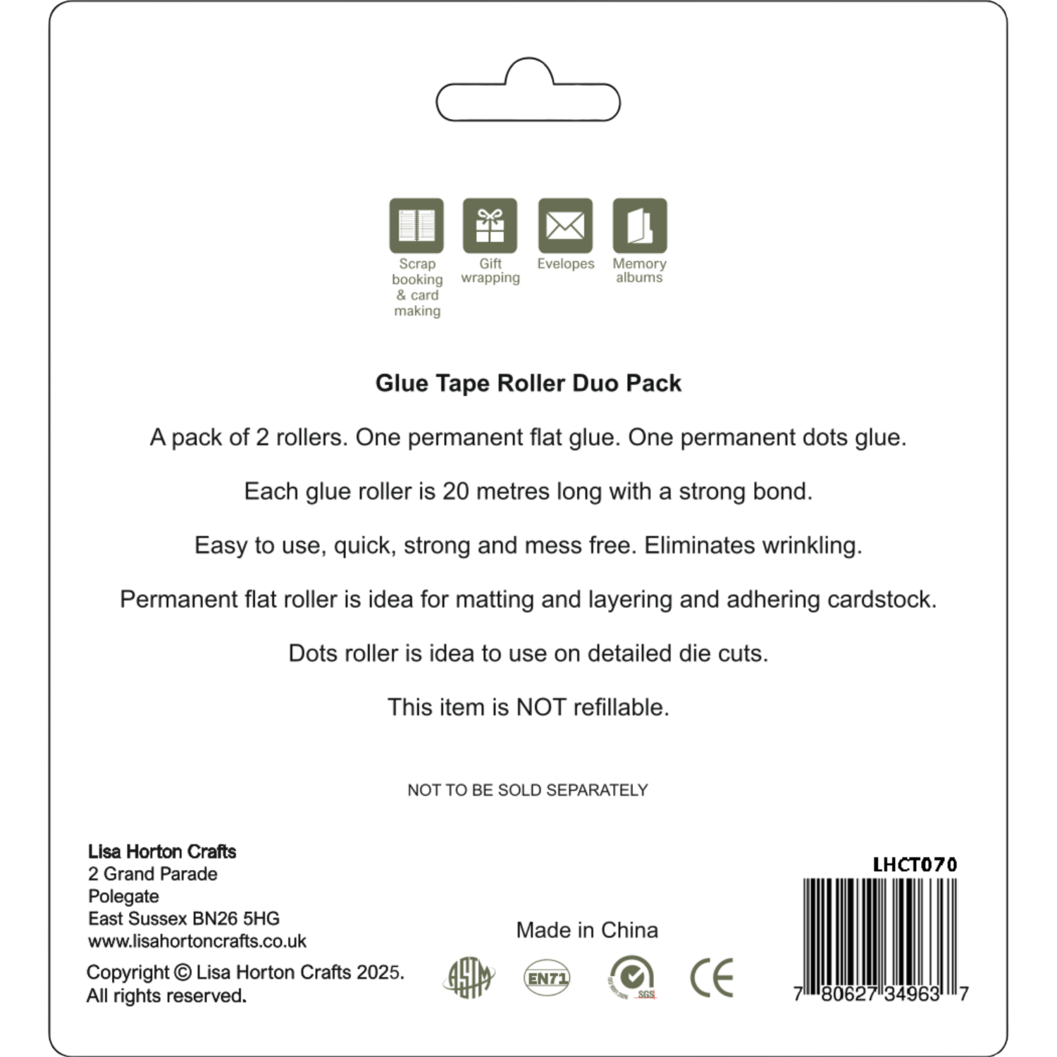 Pack of 2 Glue Tape Runners (Over 40m in total) - 1 x Solid Permanent and 1 x Dotted Permanent