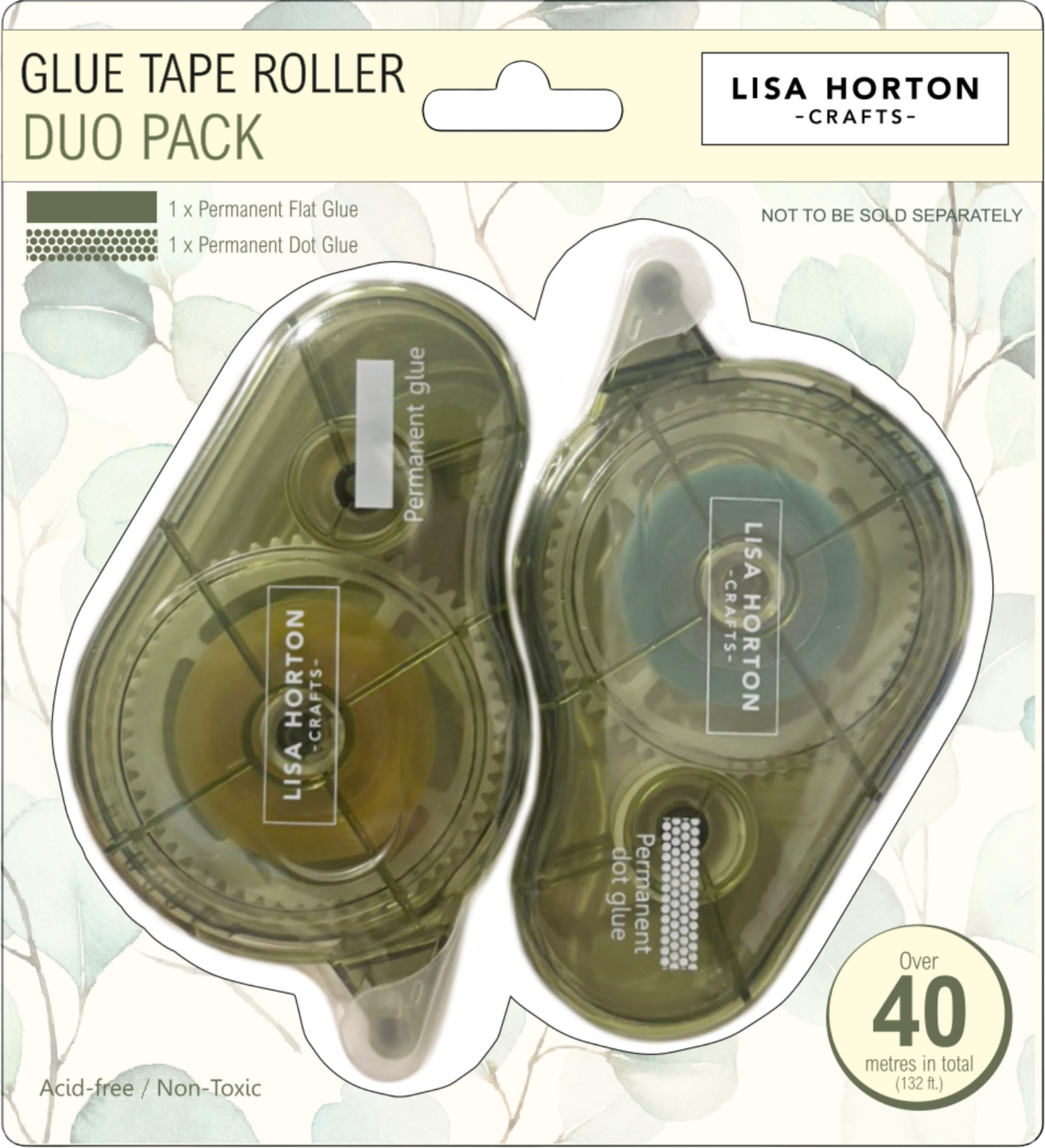 Pack of 2 Glue Tape Runners (Over 40m in total) - 1 x Solid Permanent and 1 x Dotted Permanent