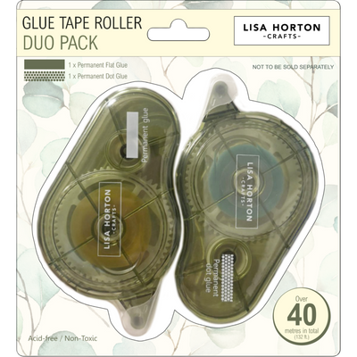 Pack of 2 Glue Tape Runners (Over 40m in total) - 1 x Solid Permanent and 1 x Dotted Permanent