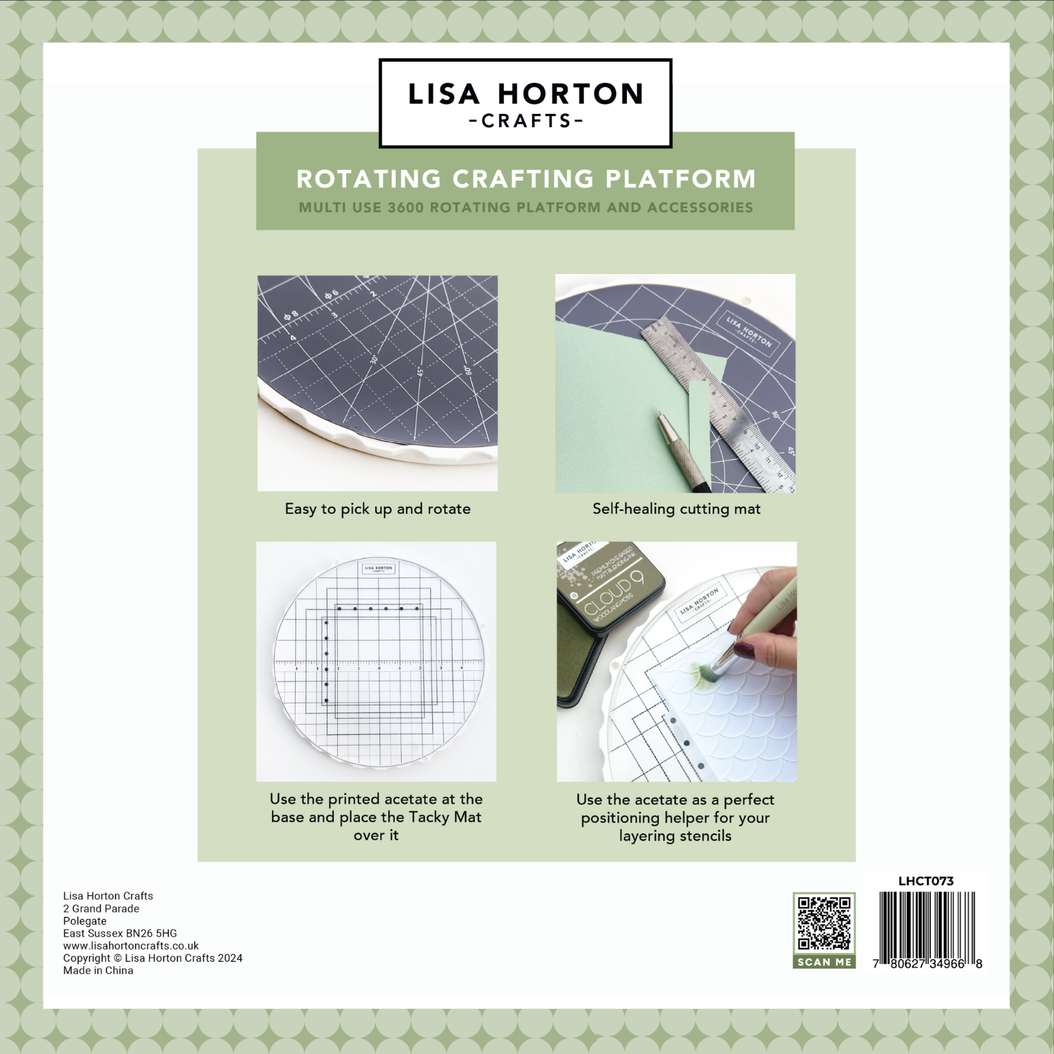 Rotating Crafting Platform with Interchangeable Cutting Mat and Tacky Mat