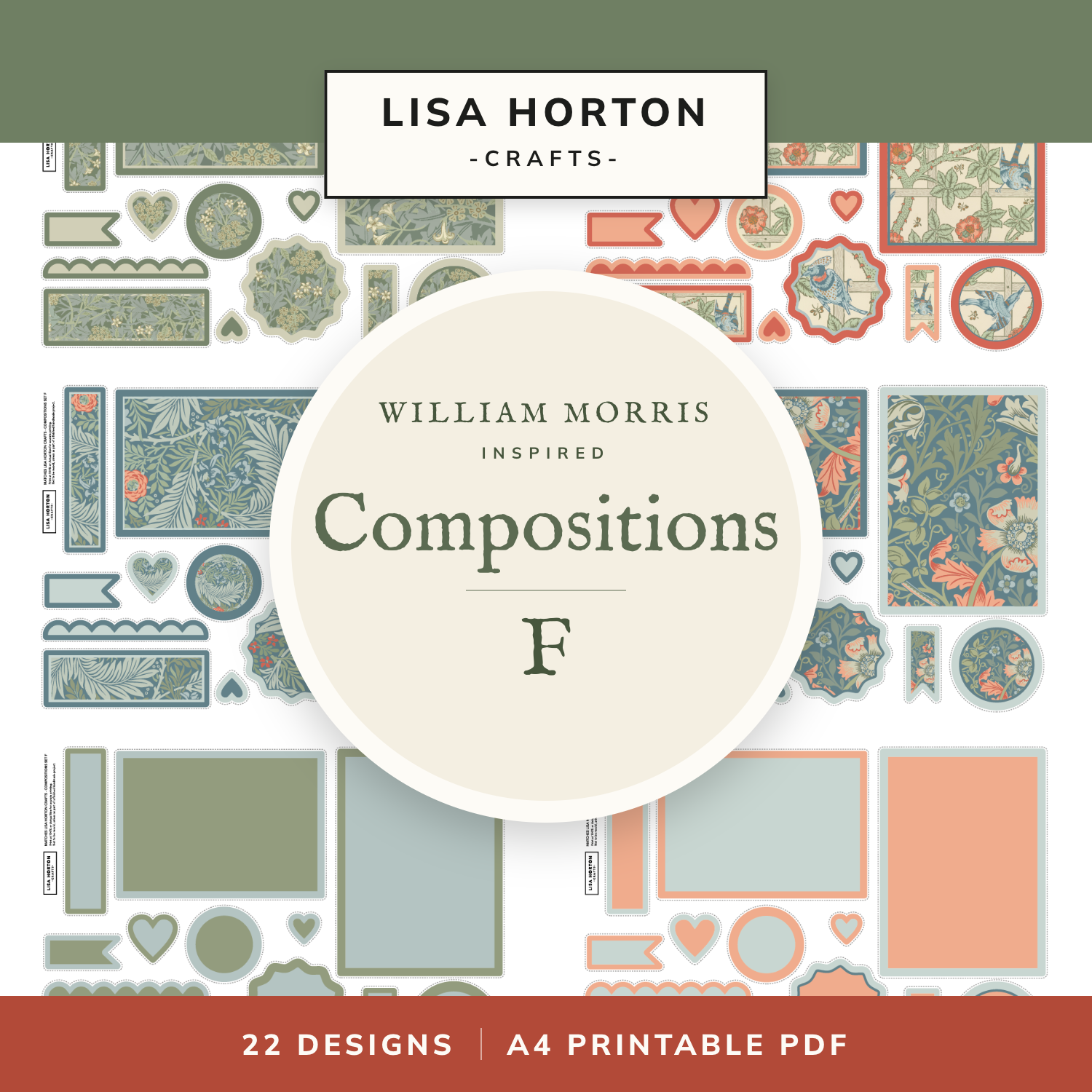 Compositions F William Morris Inspired – 22 Designs Printable Set