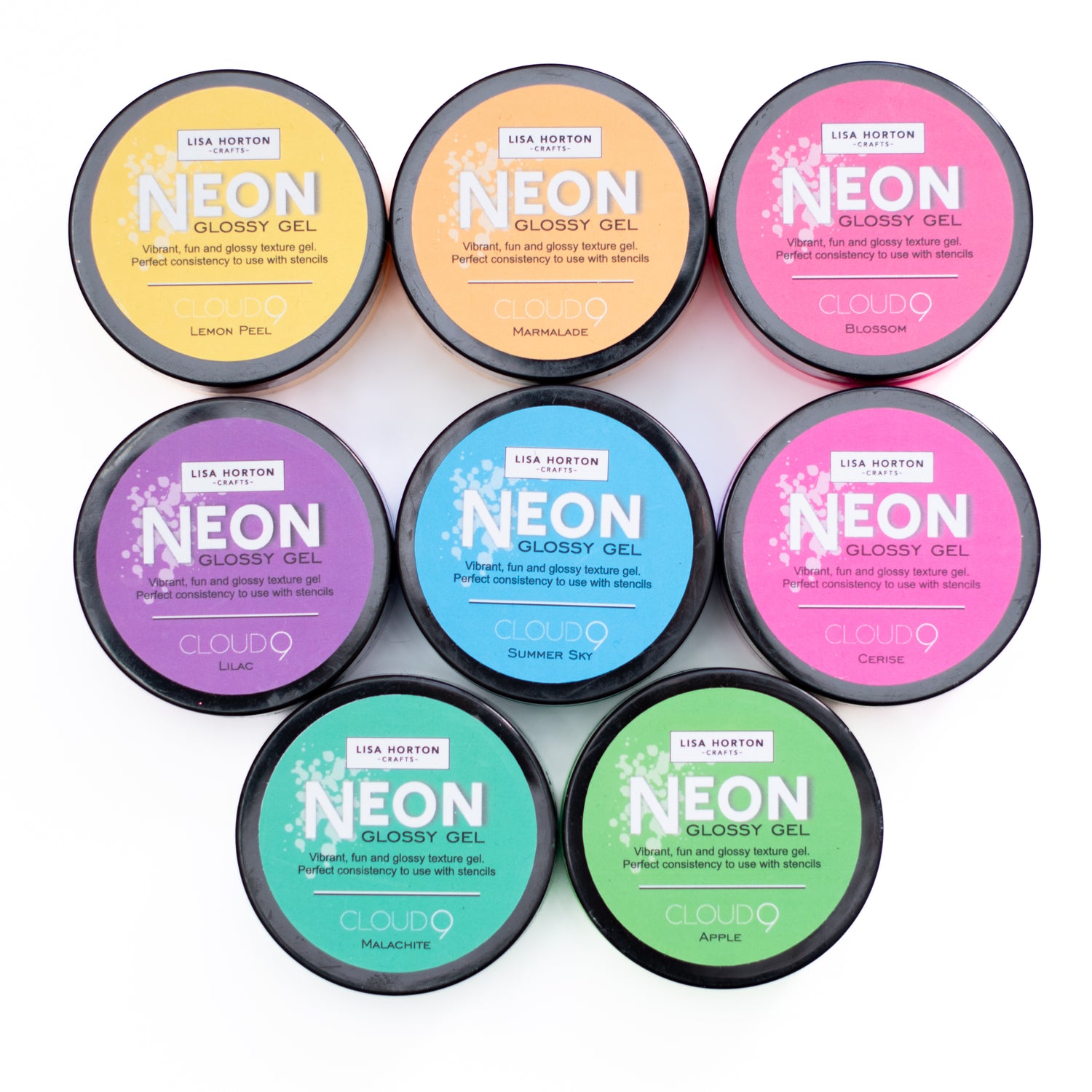 Lisa Horton Crafts Complete Set of 8 Neon Glossy Gels