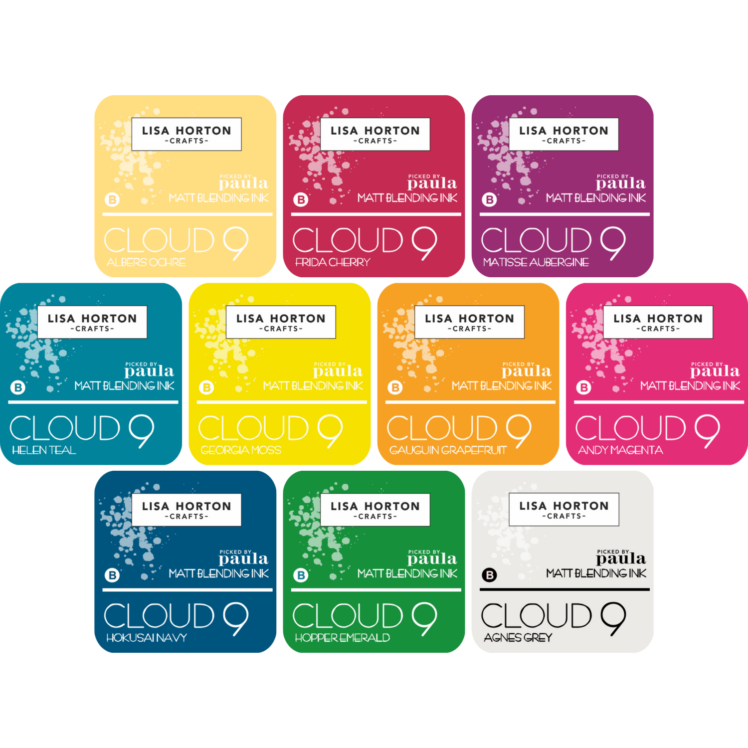 Picked by Paula' Cloud 9 Matt Blending Ink Pad Complete Collection (10 colours)