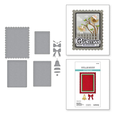 Spellbinders Bow & Bell Scallop Frame Etched Dies from the All About Christmas Collection by Lisa Horton
