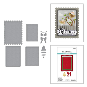 Spellbinders Bow & Bell Scallop Frame Etched Dies from the All About Christmas Collection by Lisa Horton