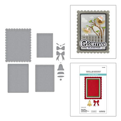 Spellbinders Bow & Bell Scallop Frame Etched Dies from the All About Christmas Collection by Lisa Horton