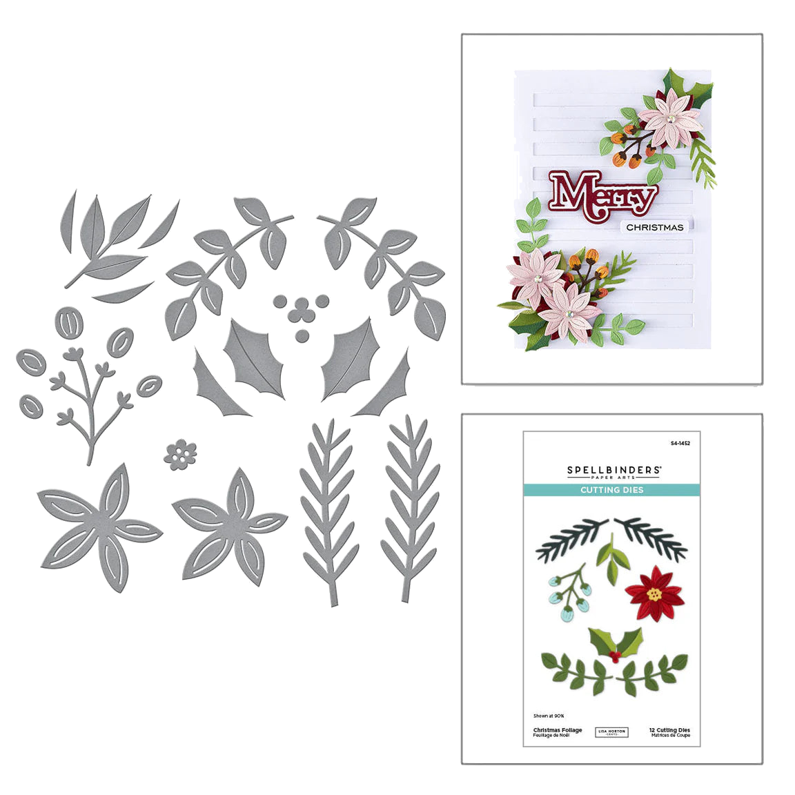 Spellbinders Christmas Foliage Etched Dies from the All About Christmas Collection by Lisa Horton