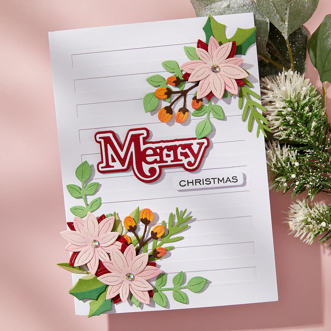Spellbinders Merry Sentiments Clear Stamp & Die Set from the All About Christmas Collection by Lisa Horton