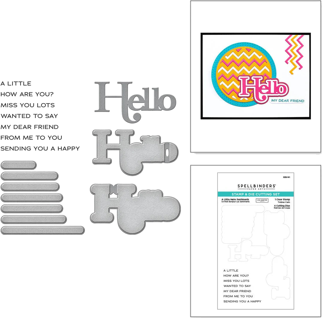 Spellbinders x Lisa Horton Crafts  Spotlight Frames and Florals - A Little Hello Stamp & Die Set