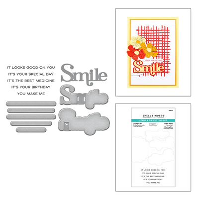 Spellbinders x Lisa Horton Crafts  Spotlight Frames and Florals - You Make Me Smile Stamp & Die Set