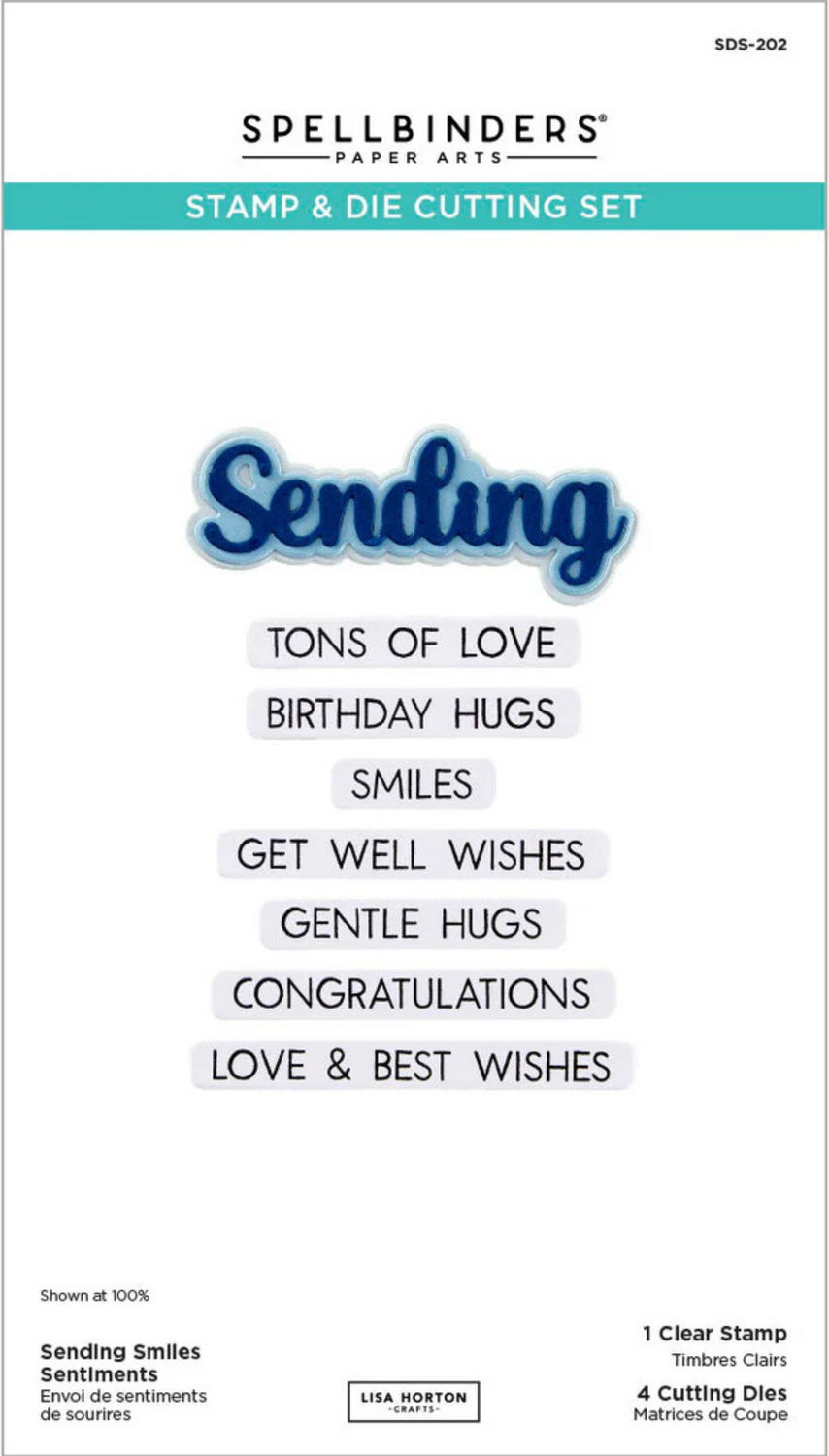 Spellbinders Sending Smiles Sentiments Clear Stamp & Die Set from the Wildflowers Collection by Lisa Horton