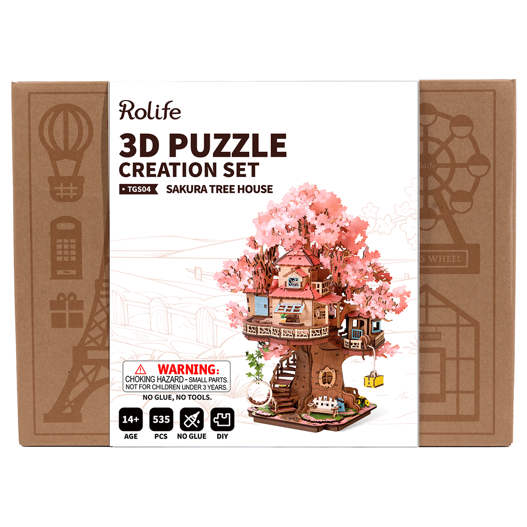 Rolife Sakura Tree House - DIY 3D Wooden Puzzle - TGS04
