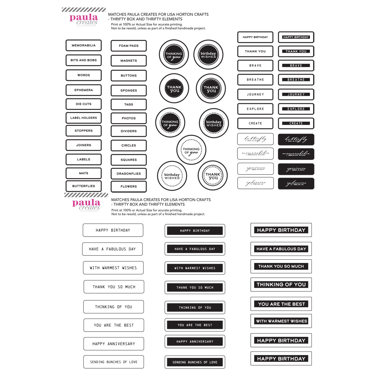 Paula Creates Companion Free Download - Thrifty Box and Elements
