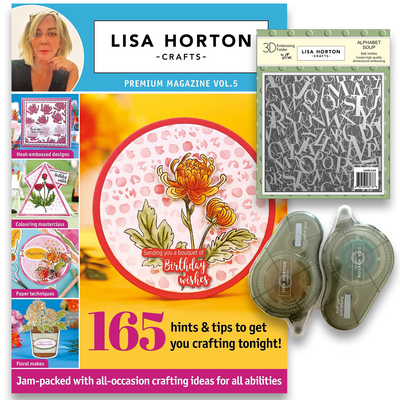 Lisa Horton Crafts Premium Magazine Vol. 5 Deluxe Bundle with Tape Runners and FREE Embossing Folder