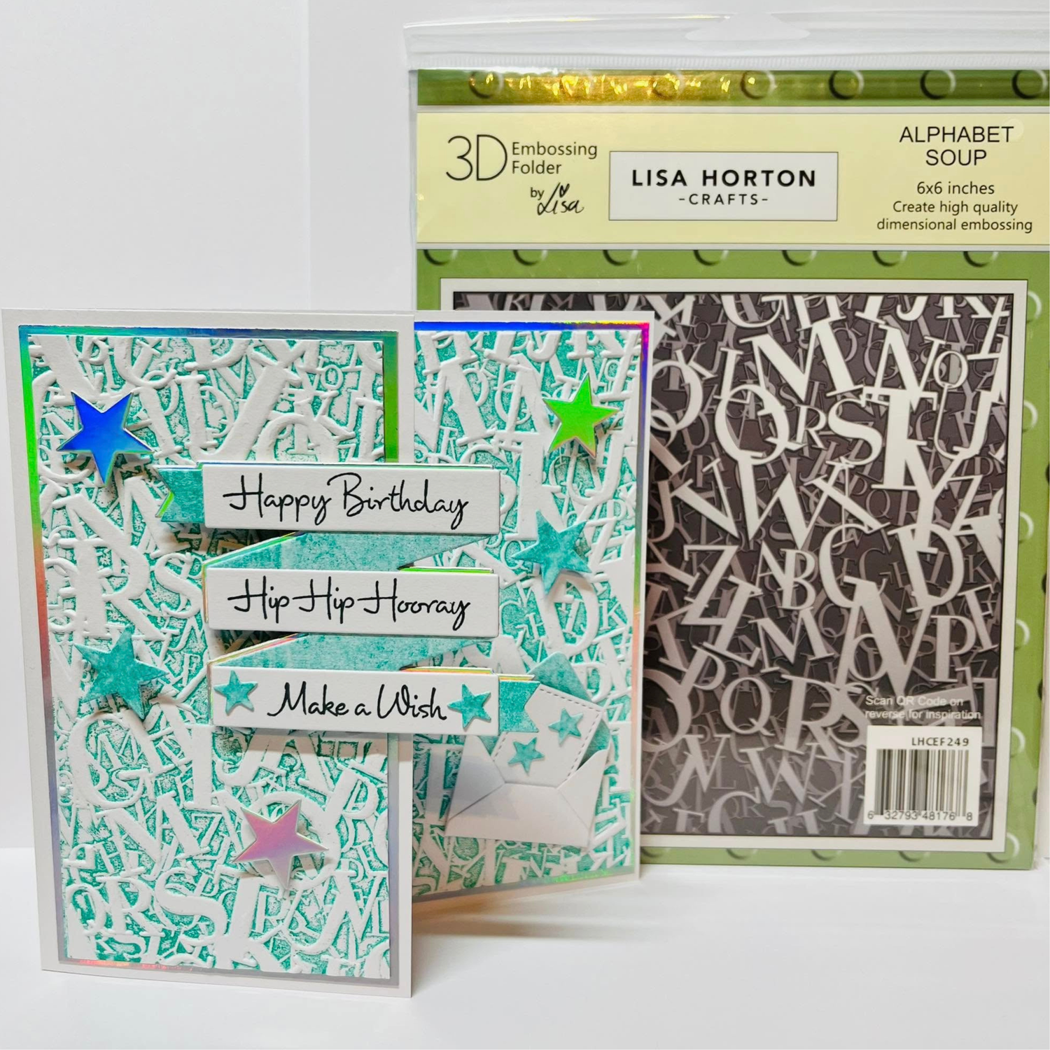 Lisa Horton Crafts Alphabet Soup 6" x 6" 3D Embossing Folder