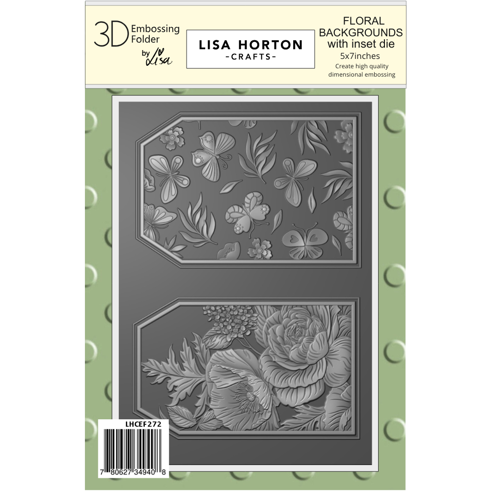 Lisa Horton Crafts Floral Backgrounds 3D Embossing Folder with Integrated Die and Layering Stencils Bundle