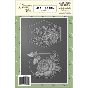 Lisa Horton Crafts Glorious Garden 3D Embossing Folder with Integrated Die and Layering Stencils Bundle
