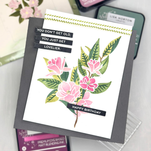 Lisa Horton Crafts Magnolia Stem 3D Embossing Folder and Layering Stencil Bundle