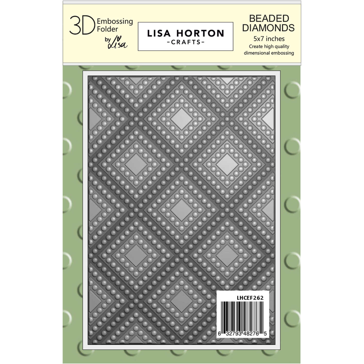 Lisa Horton Crafts Beaded Diamonds 5" x 7" 3D Embossing Folder