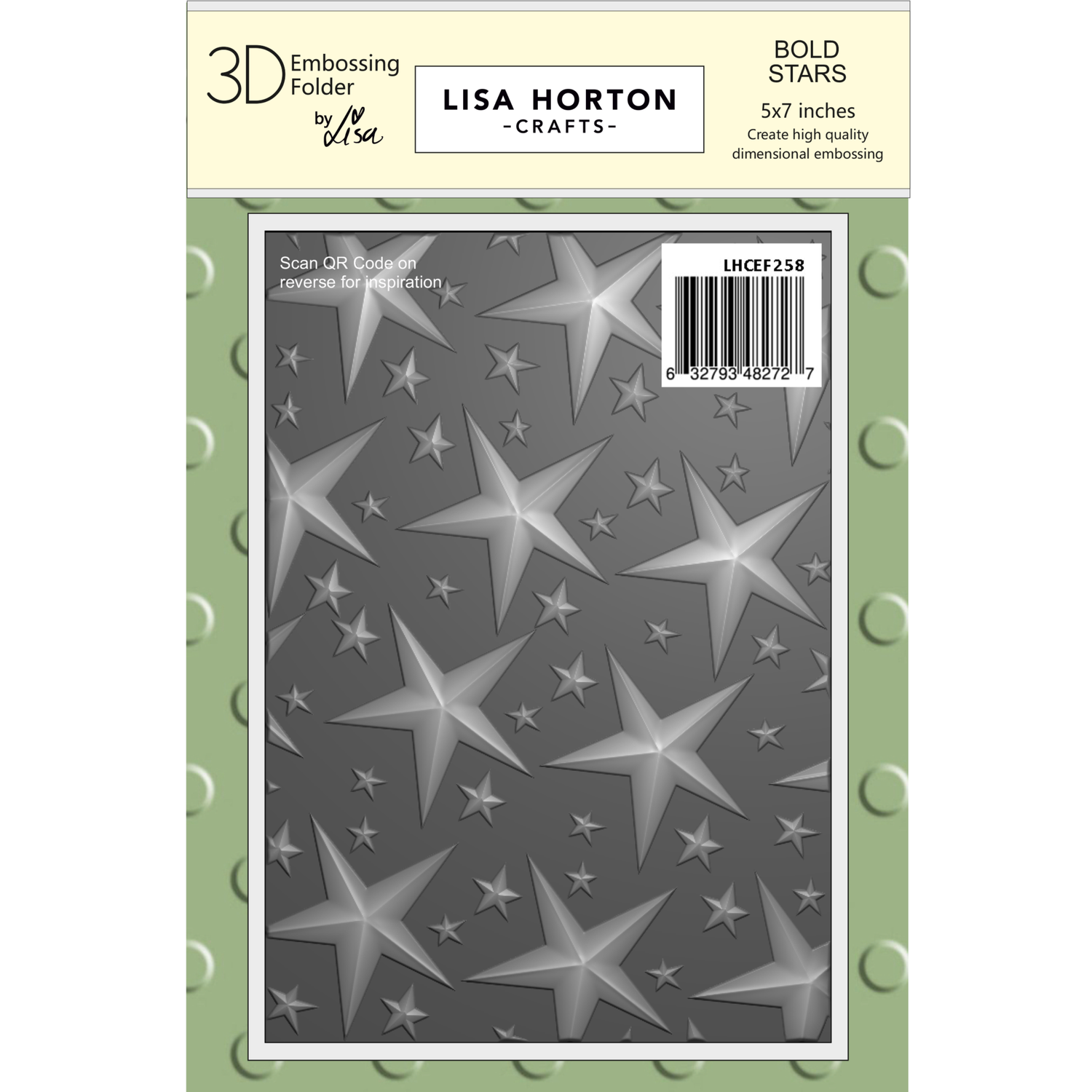 Lisa Horton Crafts Bold Stars 5" x 7" 3D Embossing Folder