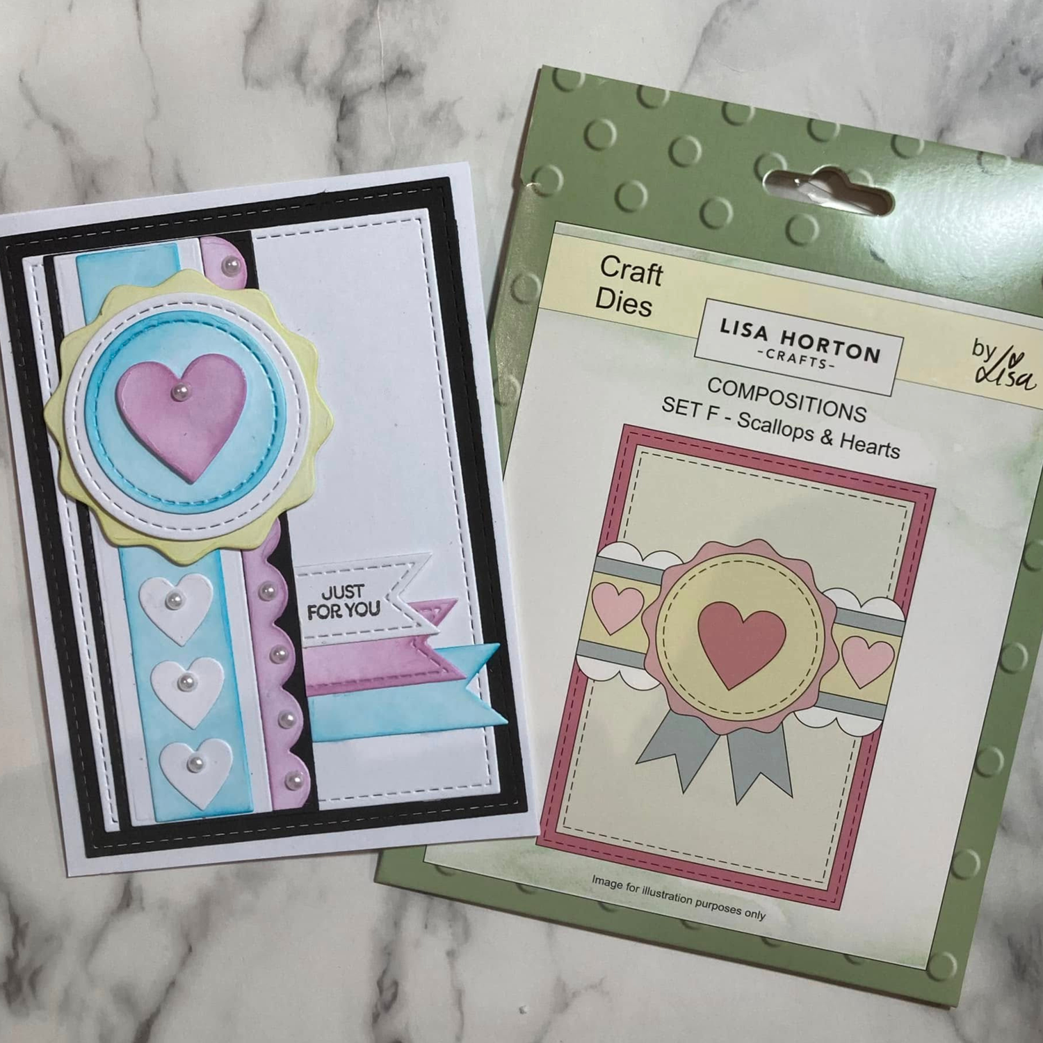 Lisa Horton Crafts Composition Layout Dies - Set F (Scallops and Hearts)