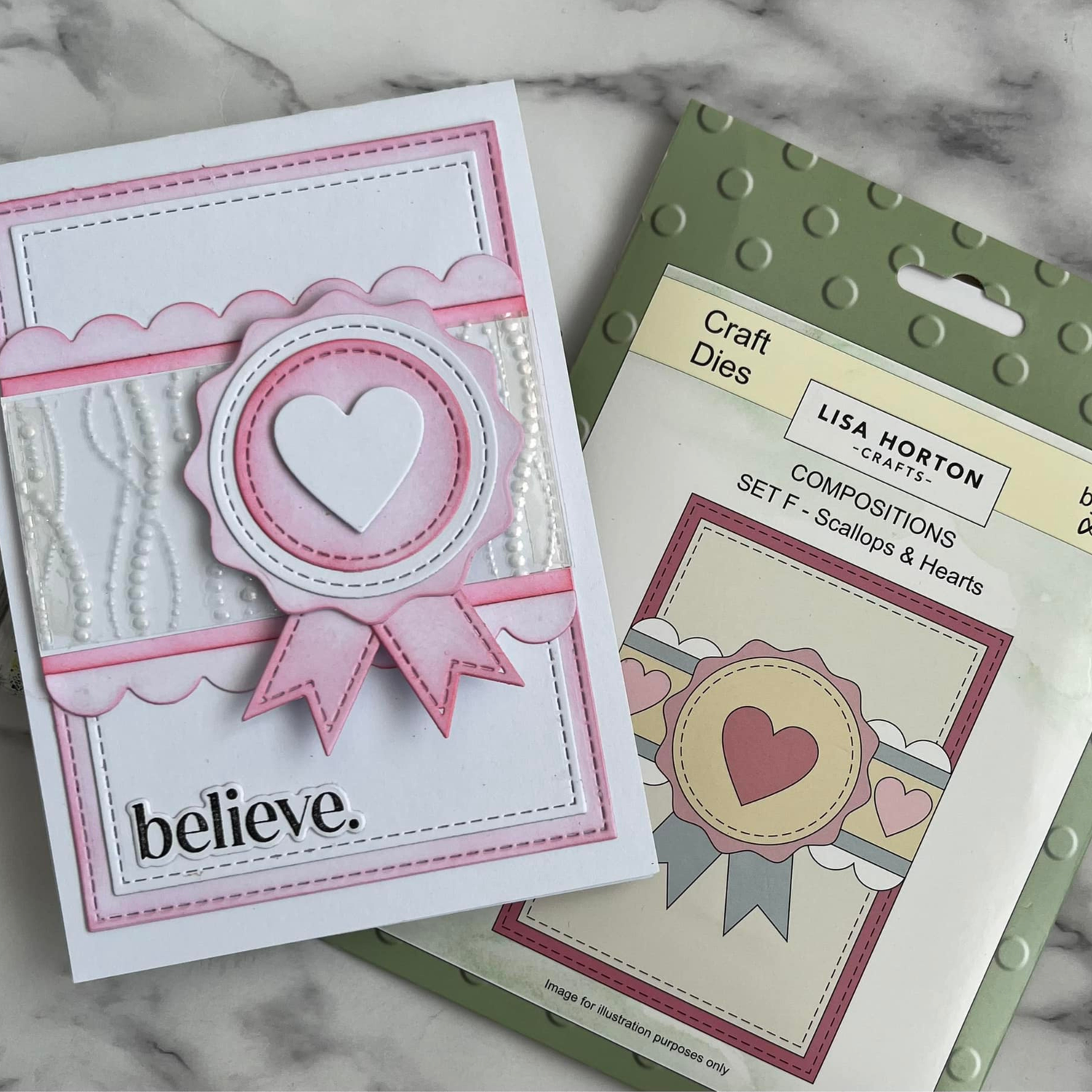 Lisa Horton Crafts Composition Layout Dies - Set F (Scallops and Hearts)