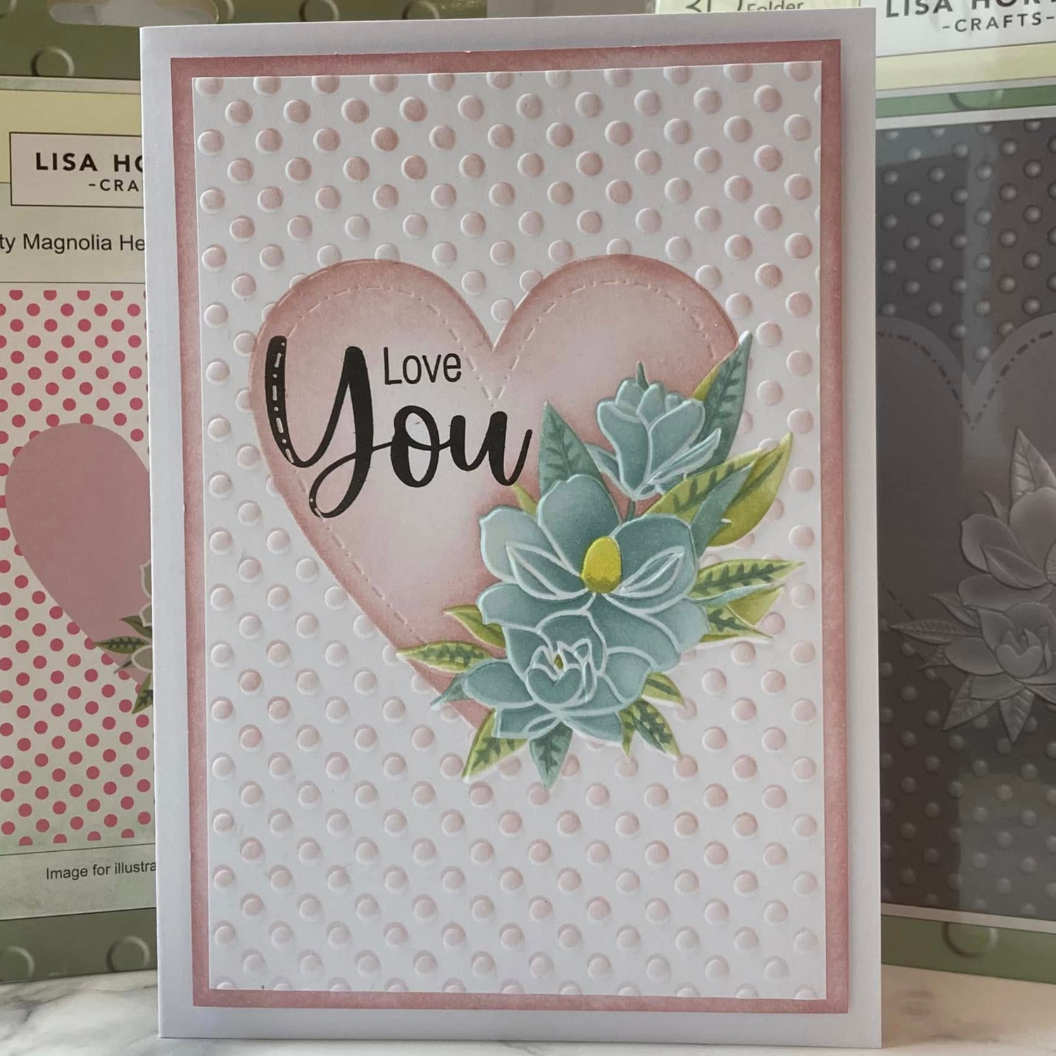Lisa Horton Crafts Dotty Magnolia Heart Embossing Folder and Layering Stencils