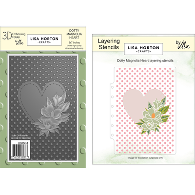 Lisa Horton Crafts Dotty Magnolia Heart Embossing Folder and Layering Stencils